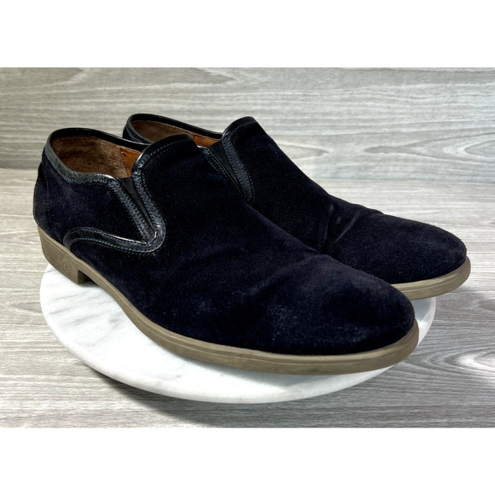 John Varvatos Dress Loafers Mens Size 10 Navy Blue Suede Vibram Sole Slip On‎